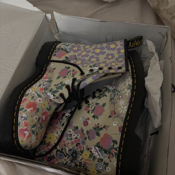 Dr. Martens 1460 Floral Mash Up Leather Lace Up Boots - Picture 4 of 5